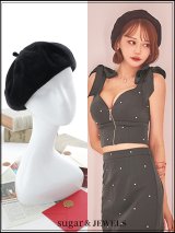 【帽子】ブラックスエードベレー帽【1カラー】[OF03]