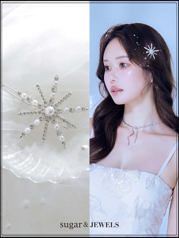 画像1: 【ヘアアクセサリー】スノークリスタルモチーフヘアバレッタ【1カラー】[OF02] 