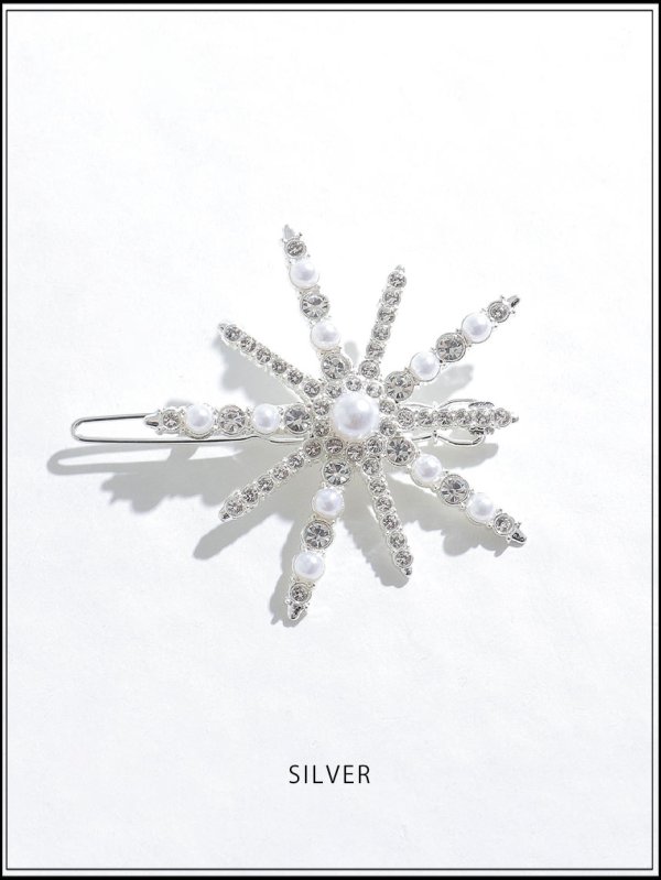 画像3: 【ヘアアクセサリー】スノークリスタルモチーフヘアバレッタ【1カラー】[OF02] 