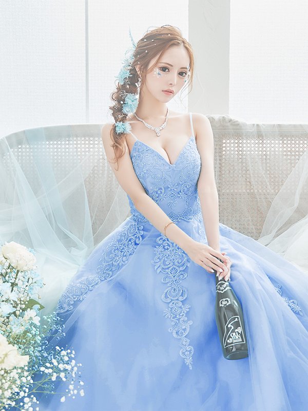 画像11: 【Lip line/リップライン】デザイン刺繍レース/ スピンドル/ キャミソール/ Aライン/ プリンセス/ フレア/ ロングドレス/ キャバドレス long[HC03]