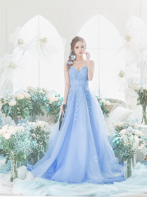 画像15: 【Lip line/リップライン】デザイン刺繍レース/ スピンドル/ キャミソール/ Aライン/ プリンセス/ フレア/ ロングドレス/ キャバドレス long[HC03]