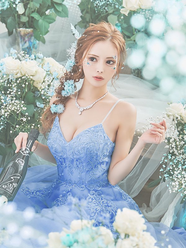 画像6: 【Lip line/リップライン】デザイン刺繍レース/ スピンドル/ キャミソール/ Aライン/ プリンセス/ フレア/ ロングドレス/ キャバドレス long[HC03]