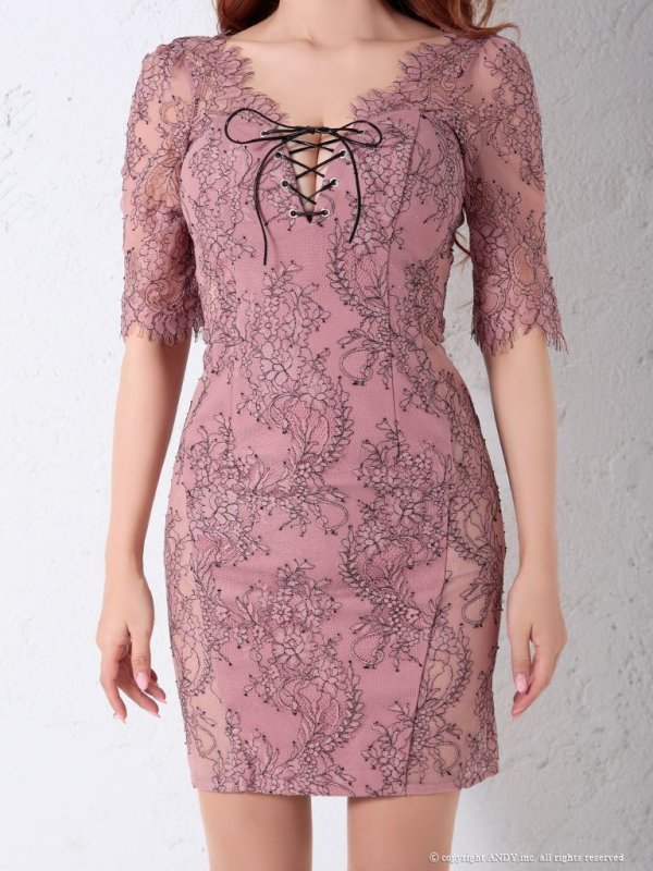 画像5: 【an /アン】フラワーレース/ バストスピンドル/ ロングスリーブ/ タイト/ ミニドレス/ キャバドレス[OF05]