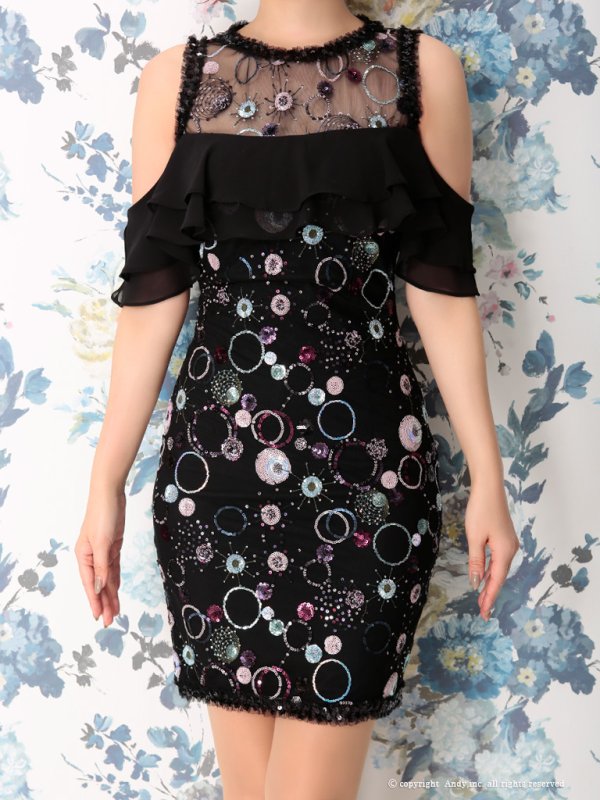 画像14: 【ANDY/アンディ】スパンコール刺繍/ オフショル/ タイト/ ミニドレス/ キャバドレス[OF05]