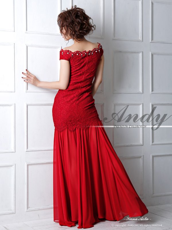 画像11: 【ANDY/アンディ】パールビジュー/シフォン切り替え/フラワーレース/ロング/キャバドレス long[OF05]