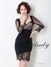 【ANDY/アンディ】レース/ 七分袖/ バックリボン/ タイト/ ミニドレス/ キャバドレス/ブラックベージュ