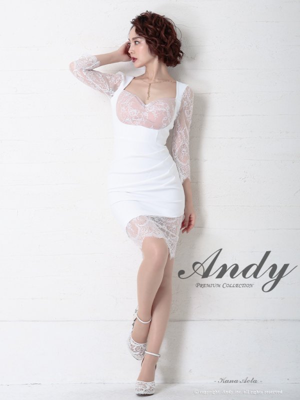 画像15: 【ANDY/アンディ】レース/ 七分袖/ バックリボン/ タイト/ ミニドレス/ キャバドレス[FB03]