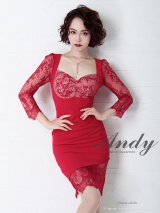 【ANDY/アンディ】レース/ 七分袖/ バックリボン/ タイト/ ミニドレス/ キャバドレス[FB03]