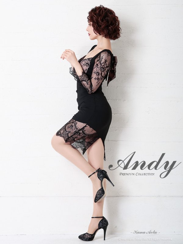 画像3: 【ANDY/アンディ】レース/ 七分袖/ バックリボン/ タイト/ ミニドレス/ キャバドレス[FB03]