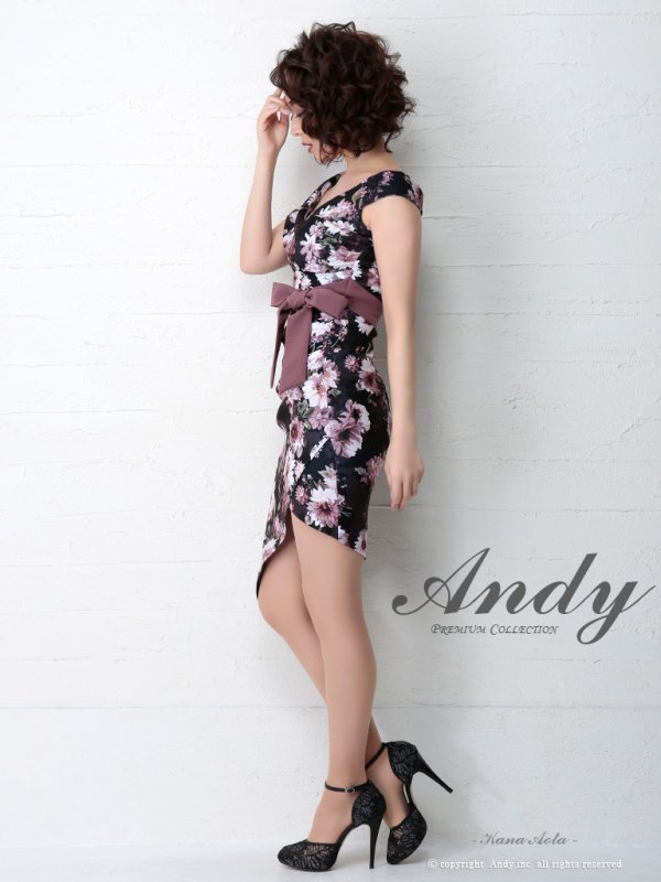 画像17: 【ANDY/アンディ】フラワープリント/ウエストリボン/アシメ/ウエストカット/キャバドレス[FB03]