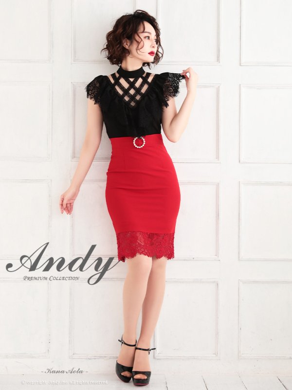 画像2: Andy ANDY Fashion Press 04 COLLECTION 07【ANDY/アンディ】レース/ ハイウエスト切替/ ショートスリーブ/ タイト/ ミニドレス/ キャバドレス[OF05]