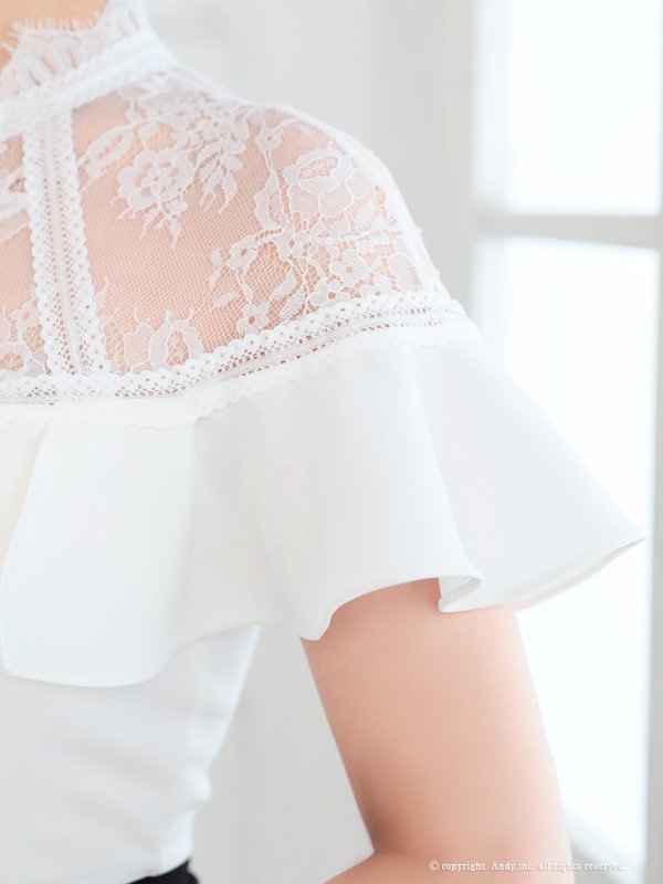 画像7: 【ANDY/アンディ】レース/ ハイネック/ フレアスリーブ/ タイト/ ミニドレス/ キャバドレス[OF05]