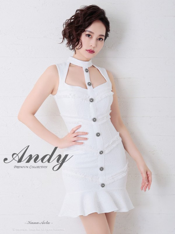 Andy ANDY Fashion Press 05 COLLECTION 04【ANDY/アンディ】カットアウト/ ノースリーブ/ タイト/ 裾フリル/ ミニドレス/ キャバドレス/ホワイト