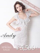【決算SALE開催中！! 】【ANDY/アンディ】フラワーレース/ フリル/ バックリボン/ タイト/ ミニドレス/ キャバドレス[FB03]