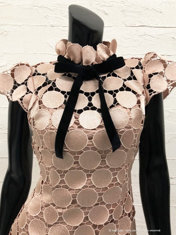 画像7: 【Andy /アンディ】ドットレース/ ハイネック/ 半袖/ タイト/ ミニドレス/ キャバドレス[OF05]