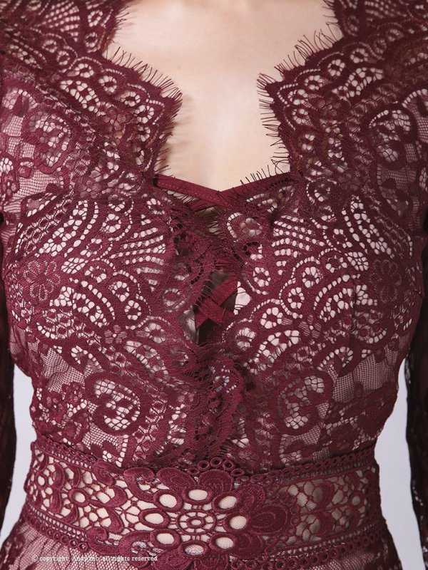 画像14: 【ANDY/アンディ】総レース/ バストクロスデザイン/ 長袖/ 袖あり/ タイト/ ミニドレス/ キャバドレス[OF05]