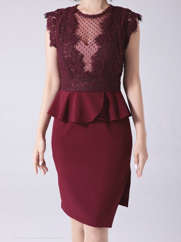 画像8: 【Andy ANDY Fashion Press 13 COLLECTION 02】レース切り替え/ ペプラム/ ノースリーブ/ タイト/ ミニドレス/ キャバドレス[OF05]