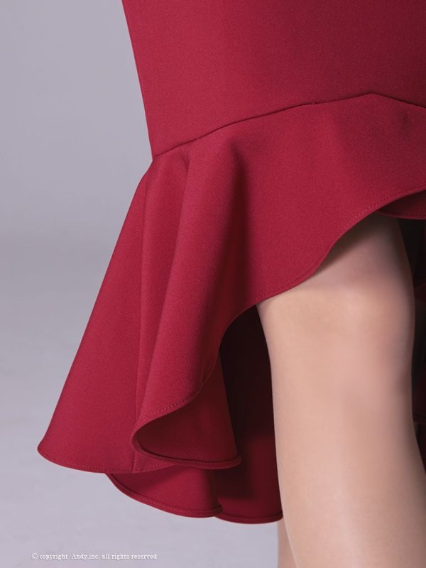 画像31: 【ANDY/アンディ】マーメイド/ 七分袖/ 長袖/ 袖あり/ カットアウト/ ワンカラー/ テールカット/ フリル/ ミディアム/ キャバドレス[OF05]