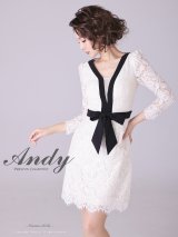 【Andy ANDY Fashion Press 14 COLLECTION 03】 フラワーレース / ウエストリボン/ 長袖/ 袖あり/ Aライン/ ミニドレス/ キャバドレス[OF05]