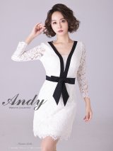 【Andy ANDY Fashion Press 14 COLLECTION 03】 フラワーレース / ウエストリボン/ 長袖/ 袖あり/ Aライン/ ミニドレス/ キャバドレス[OF05]