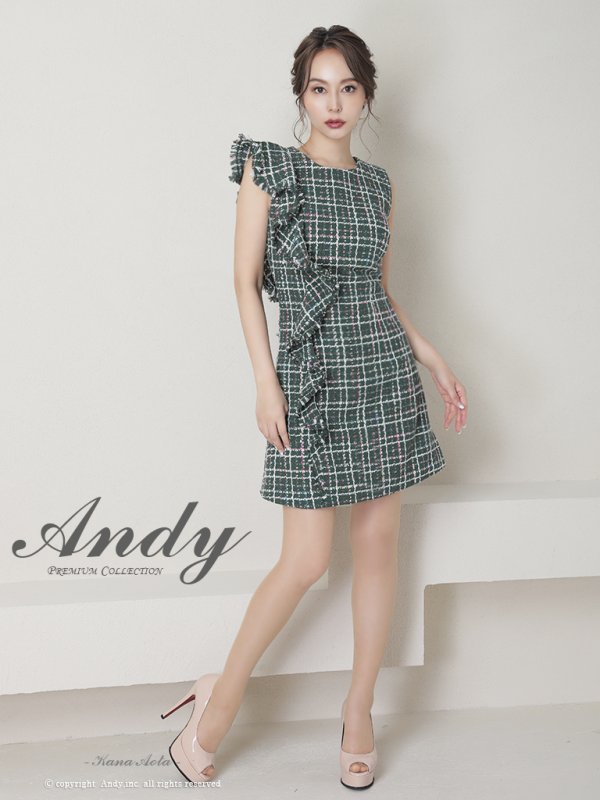 画像2: 【Andy ANDY Fashion Press 14 COLLECTION 05】ツイード/ チェック柄/ ノースリーブ/ フリル/ 台形スカート/ ワンピース/ ミニドレス/ キャバドレス[OF05]
