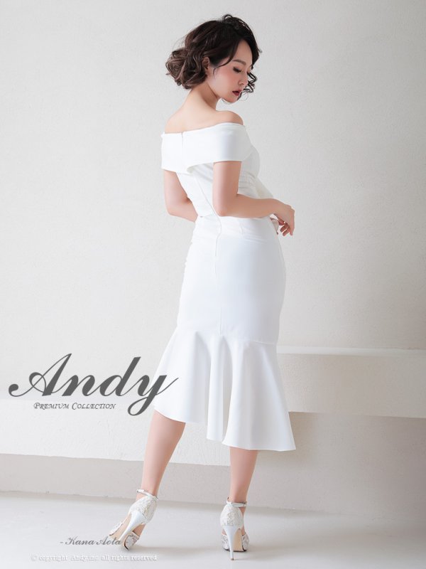 画像19: 【Andy ANDY Fashion Press 14 COLLECTION 10】ワンカラー/ バストシアー/ マーメイド/ オフショル/ ウエストリボン/ フリル/ アシメ/ ミディアム/ キャバドレス[OF05]