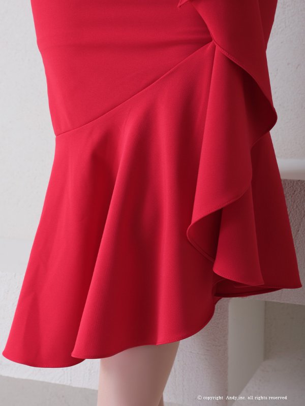 画像32: 【Andy ANDY Fashion Press 14 COLLECTION 10】ワンカラー/ バストシアー/ マーメイド/ オフショル/ ウエストリボン/ フリル/ アシメ/ ミディアム/ キャバドレス[OF05]