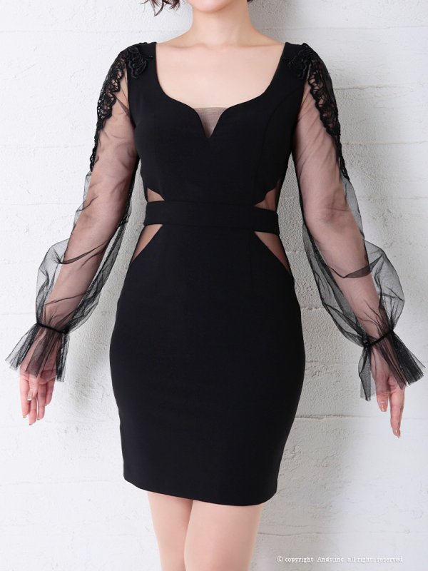 画像14: 【ANDY Fashion Press vol.15 掲載商品】シアー/ 長袖/ 袖あり/ カットアウト/ シアー/ タイト/ ミニドレス/ キャバドレス[OF05]