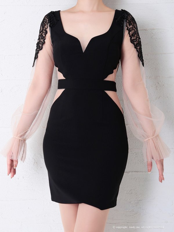 画像5: 【ANDY Fashion Press vol.15 掲載商品】シアー/ 長袖/ 袖あり/ カットアウト/ シアー/ タイト/ ミニドレス/ キャバドレス[OF05]