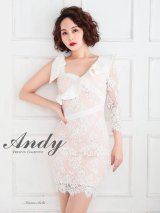 【ANDY/アンディ】総レース/ ショルダーリボン/ フリル/ アシンメトリー/ スカラップレース/ 七分袖/ シアー/ タイト/ ミニドレス/ キャバドレス[OF05]