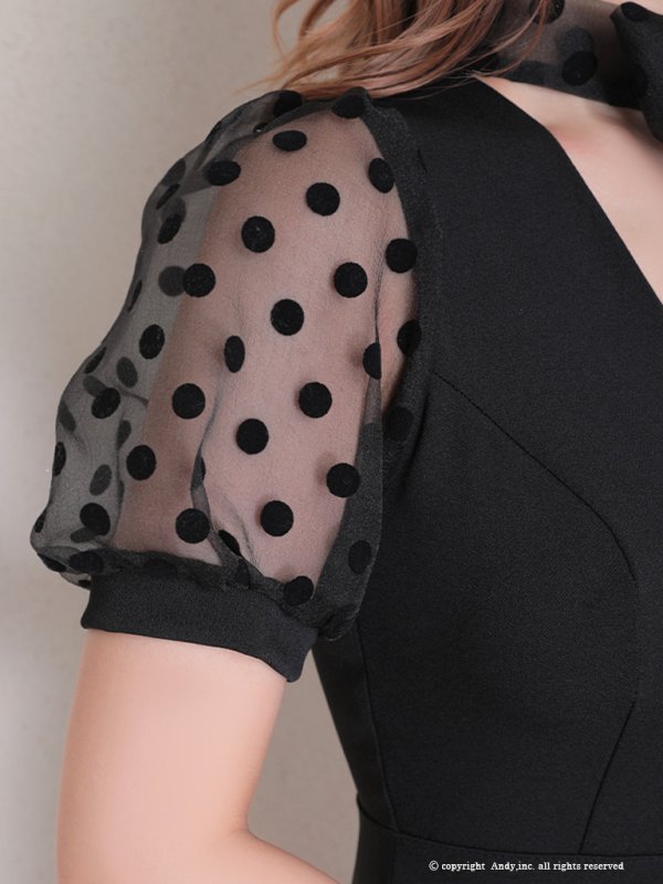 画像6: 【Andy ANDY Fashion Press 14 COLLECTION 03】 ドット / シアー / パフスリーブ / 袖あり/ タイト / ミニドレス / キャバドレス[OF05]