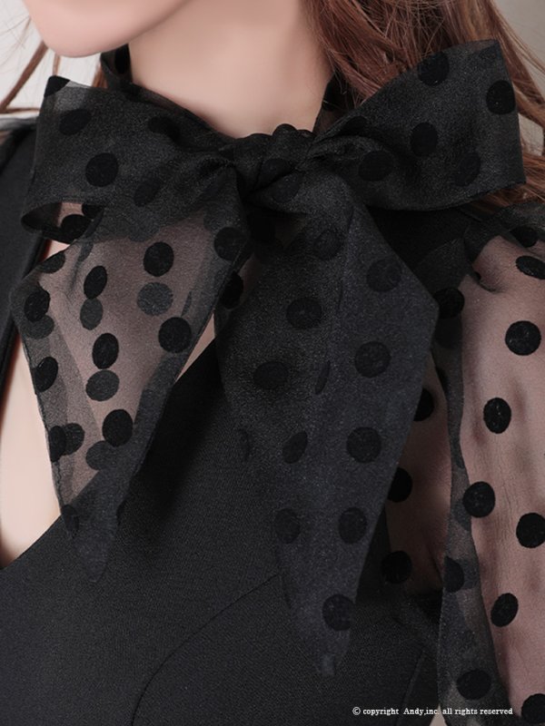 画像7: 【Andy ANDY Fashion Press 14 COLLECTION 03】 ドット / シアー / パフスリーブ / 袖あり/ タイト / ミニドレス / キャバドレス[OF05]