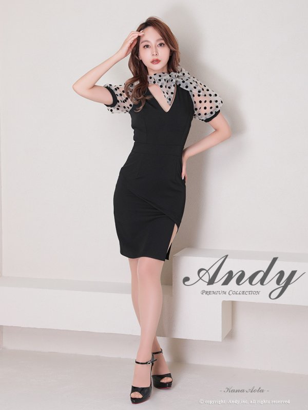 画像2: 【Andy ANDY Fashion Press 14 COLLECTION 03】 ドット / シアー / パフスリーブ / 袖あり/ タイト / ミニドレス / キャバドレス[OF05]