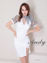 【Andy ANDY Fashion Press 14 COLLECTION 03】 ドット / シアー / パフスリーブ / 袖あり/ タイト / ミニドレス / キャバドレス[OF05]