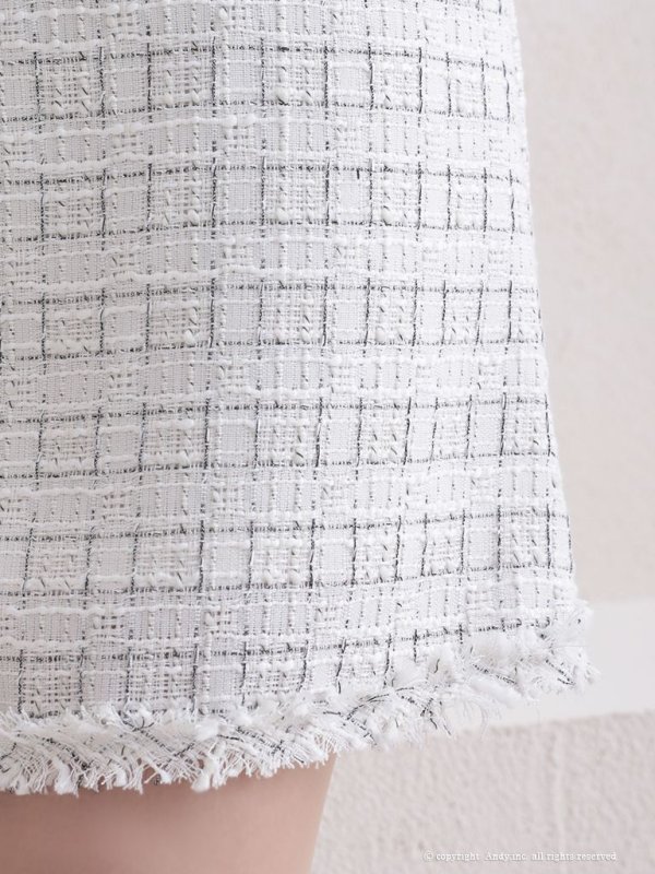 画像24: 【ANDY/アンディ】チェック柄/ ツイード/ フリンジ/ ノースリーブ/ 台形スカート/ フレア/ ワンピース/ ミニドレス/ キャバドレス[OF05]