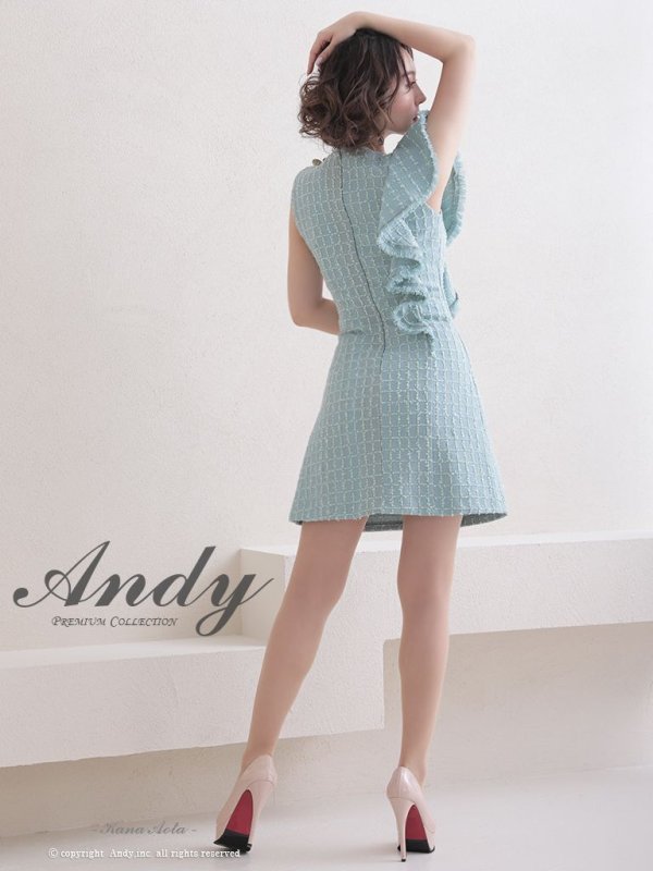 画像4: 【ANDY/アンディ】チェック柄/ ツイード/ フリル/ ノースリーブ/ 台形スカート/ フレア/ ワンピース/ ミニドレス/ キャバドレス[OF05]