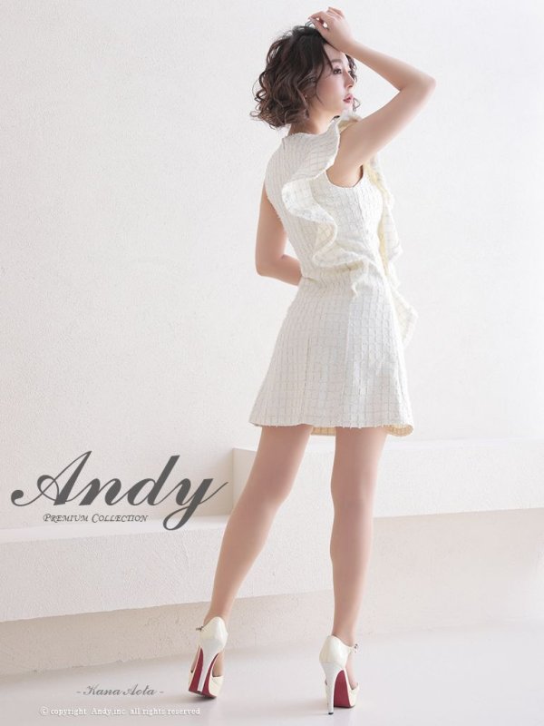 画像19: 【ANDY/アンディ】チェック柄/ ツイード/ フリル/ ノースリーブ/ 台形スカート/ フレア/ ワンピース/ ミニドレス/ キャバドレス[OF05]