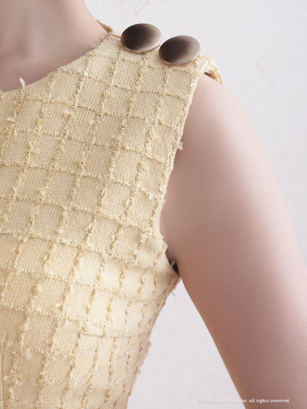 画像31: 【ANDY/アンディ】チェック柄/ ツイード/ フリル/ ノースリーブ/ 台形スカート/ フレア/ ワンピース/ ミニドレス/ キャバドレス[OF05]