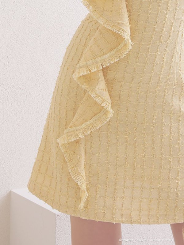 画像32: 【ANDY/アンディ】チェック柄/ ツイード/ フリル/ ノースリーブ/ 台形スカート/ フレア/ ワンピース/ ミニドレス/ キャバドレス[OF05]