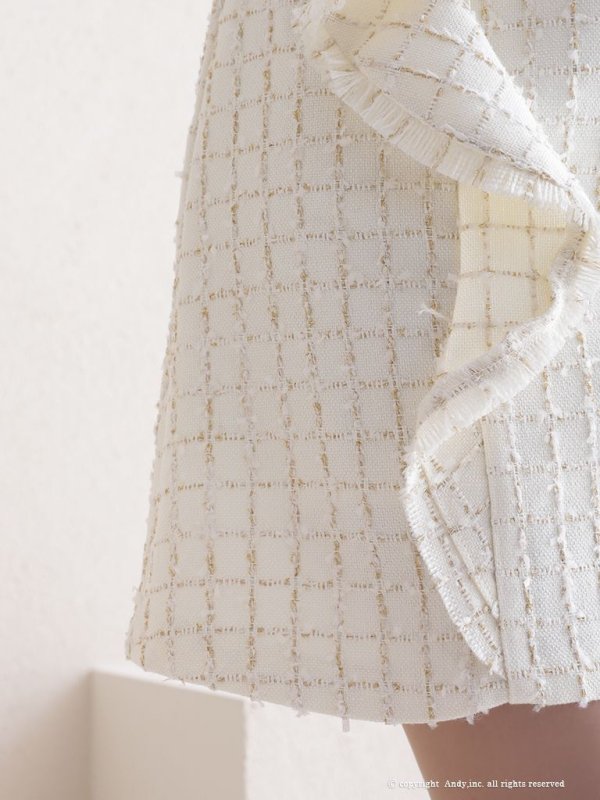 画像24: 【ANDY/アンディ】チェック柄/ ツイード/ フリル/ ノースリーブ/ 台形スカート/ フレア/ ワンピース/ ミニドレス/ キャバドレス[OF05]