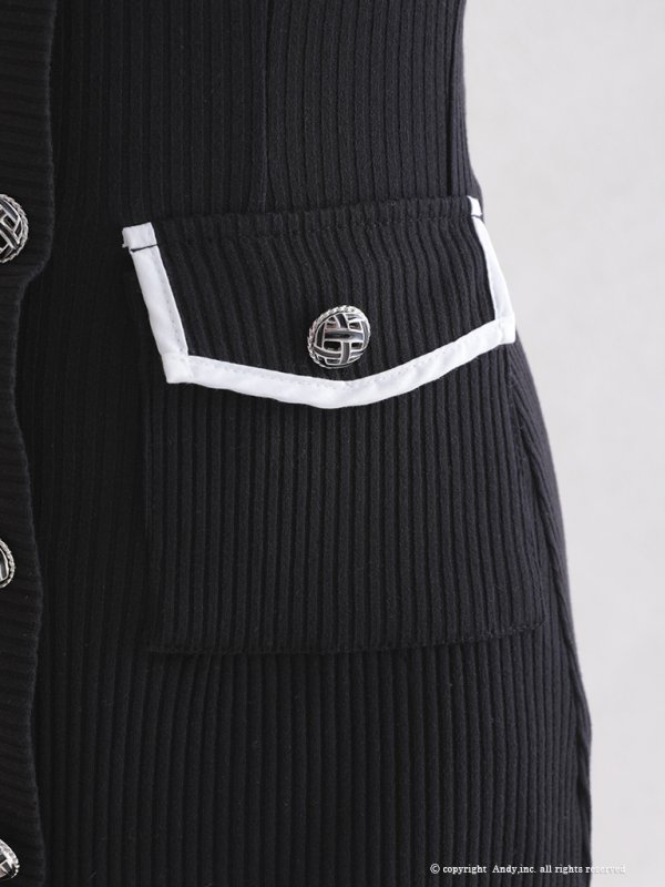 画像8: 【ANDY/アンディ】ネックリボン/ 五分袖/ 袖あり/ ストレッチリブ/ パイピング/ ボタン/ ワンピース/ Aライン/ ミニドレス/ キャバドレス[OF05]