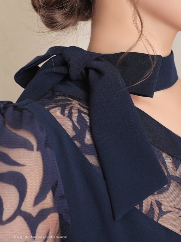 画像24: 【ANDY/アンディ】ワンショルダー/ 袖あり/ 七分袖/ フラワーレース/ ワンカラー/ アシンメトリー/ タイト/ ミニドレス/ キャバドレス[FB03]