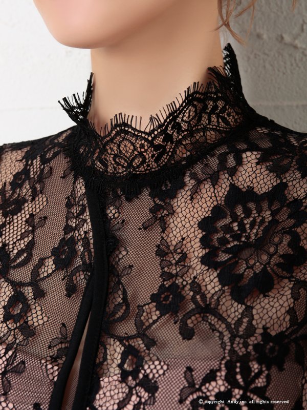 画像15: 【ANDY/アンディ】長袖/レース/ ハイネック/ カットアウト/ スリット/ タイト/ ミニドレス/ キャバドレス[OF05]