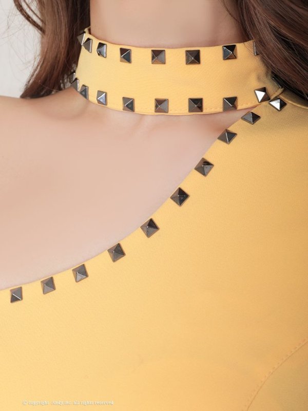 画像6: 【ANDY/アンディ】スタッズ/ ワンショル/ アシメ/ ワンカラー/ 変形スカート/ タイト/ ミニドレス/ キャバドレス[OF05]