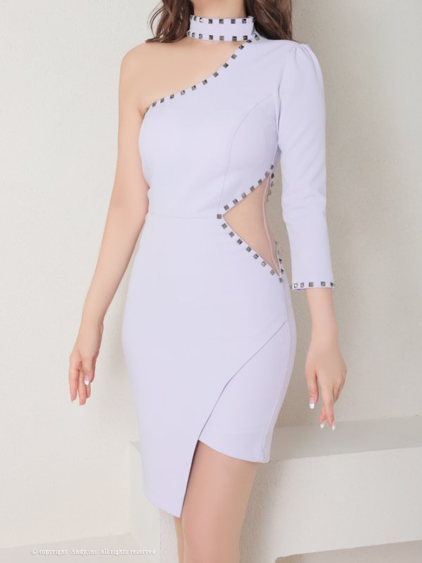 画像45: 【ANDY/アンディ】スタッズ/ ワンショル/ アシメ/ ワンカラー/ 変形スカート/ タイト/ ミニドレス/ キャバドレス[OF05]