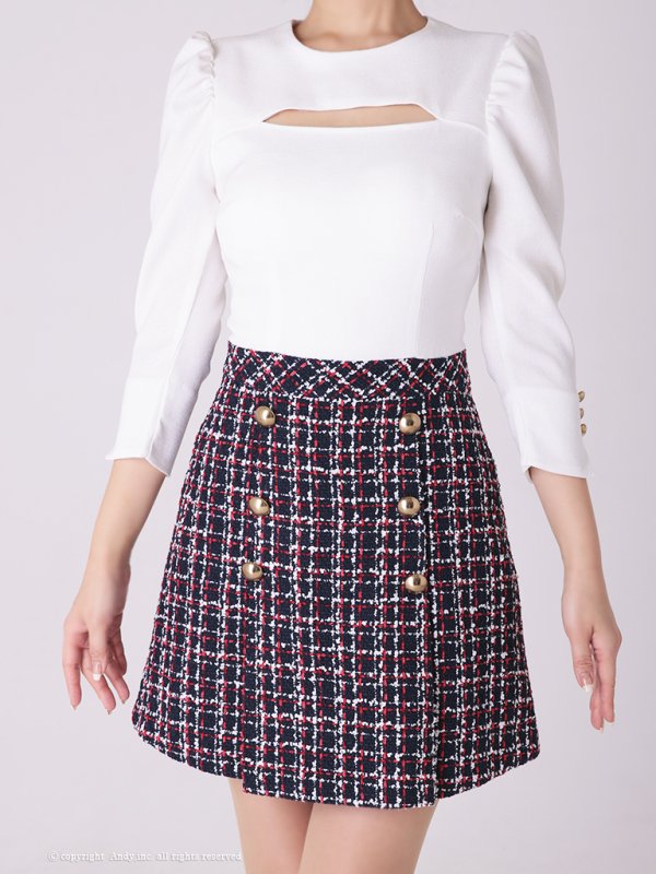 画像23: 【ANDY/アンディ】切替/ 袖あり/ 七分袖/ チェック柄/ カットアウト/ Aライン/ ミニドレス/ キャバドレス[FB03]