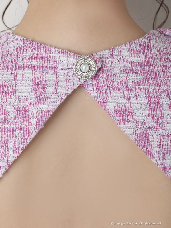 画像8: 【ANDY/アンディ】ミックスツイード/ ノースリーブ/ バックカットアウト/ ストレッチ/ プリーツ/ フレア/ Aライン/ ミニドレス/ キャバドレス[OF05]