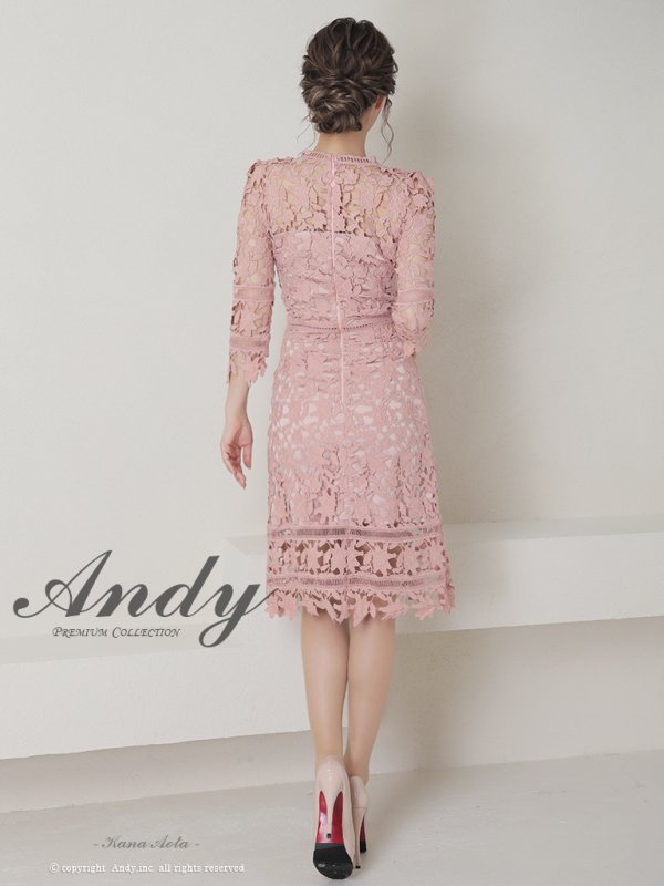 画像12: 【ANDY/アンディ】ワンカラー/ 総ケミカルレース/ 七分袖/ 袖あり/ タイト/ ミディアムドレス/ キャバドレス[FB03]