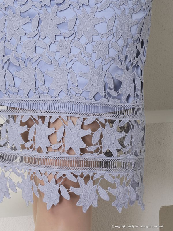 画像8: 【ANDY/アンディ】ワンカラー/ 総ケミカルレース/ 七分袖/ 袖あり/ タイト/ ミディアムドレス/ キャバドレス[FB03]