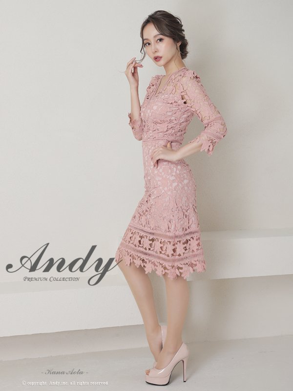 画像11: 【ANDY/アンディ】ワンカラー/ 総ケミカルレース/ 七分袖/ 袖あり/ タイト/ ミディアムドレス/ キャバドレス[FB03]